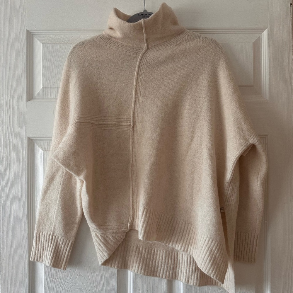 ALL SAINTS  Lock Roll Neck Sweater Wool Yak Chalk White Cream